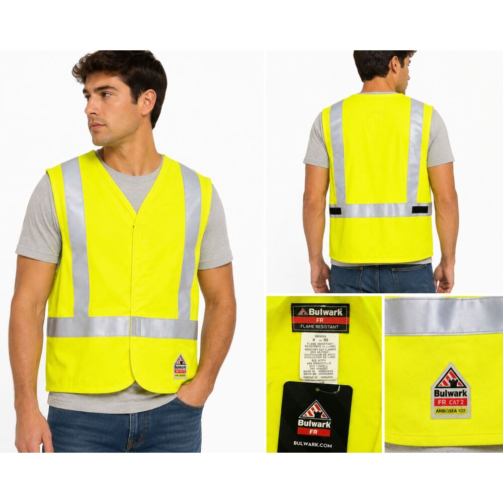 Bulwark FR Flame Resistant Hi-Vis Safety Vest Reflective ANSI Medium NWT